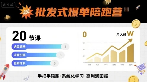 【精】批发式爆单陪跑营，20节课带你实现批发式爆单，带你经松月入过W