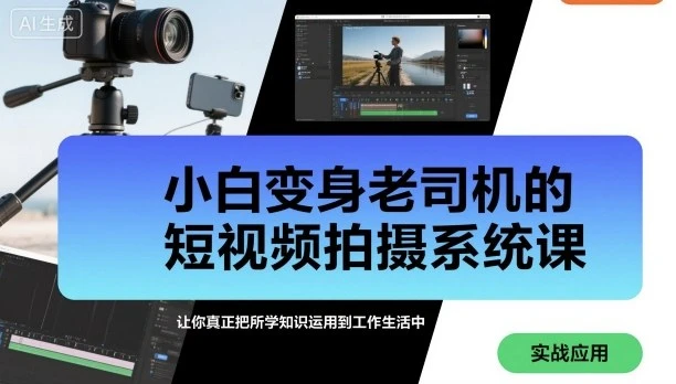 【精】小白变身老司机的短视频拍摄系统课，让你真正把所学知识运用到工作生活中
