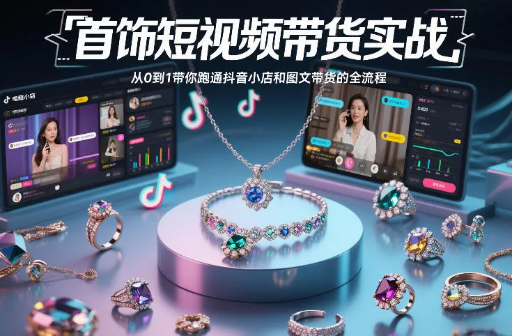 【精】首饰短视频带货实战,从0到1带你跑通抖音小店和图文带货的全流程 【精】首饰短视频带货实战,从0到1带你跑通抖音小店和图文带货的全流程