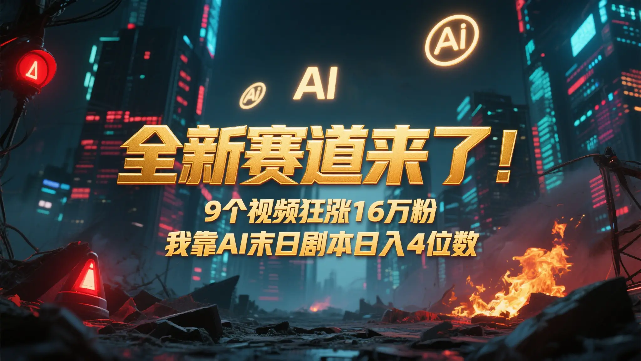 全新赛道来了！9个视频狂涨16万粉，靠AI末日剧本日入4位数，评论区爆肝追更！