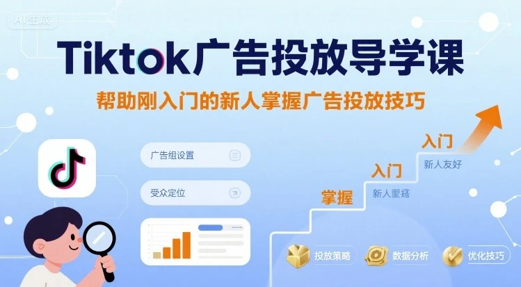 【精】Tiktok广告投放导学课，帮助刚入门的新人掌握广告投放技巧
