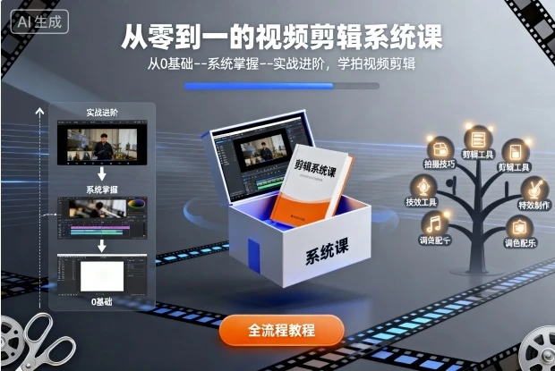 【精】从零到一的视频剪辑系统课,从0基础–系统掌握–实战进阶,学拍视频剪辑