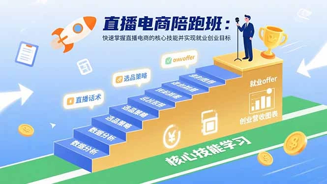 【精】直播电商陪跑班：快速掌握直播电商的核心技能并实现就业/创业目标