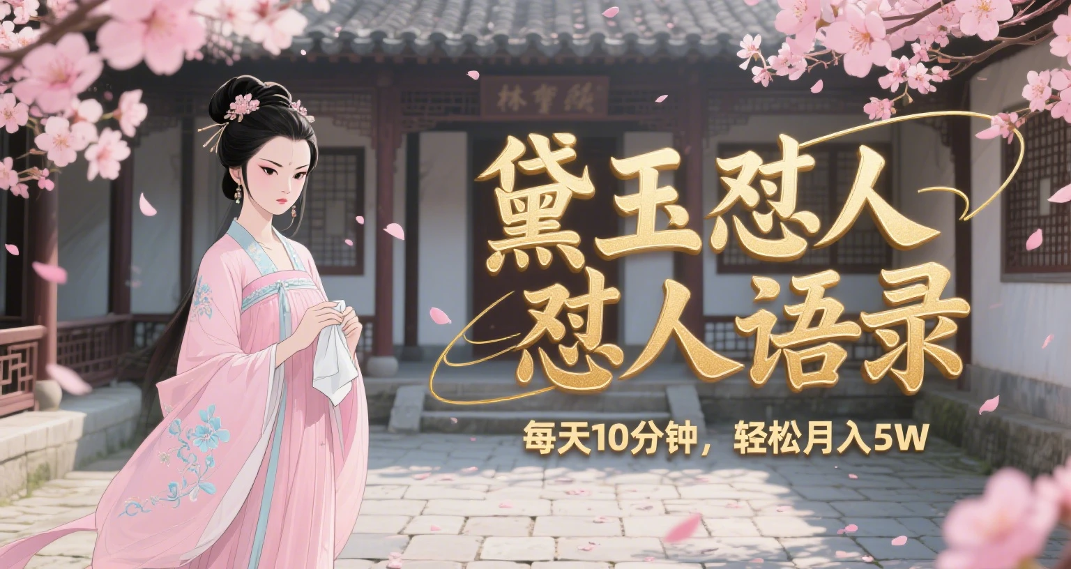 【精】林黛玉怼人语录 怼人鸡汤 AI产出图片视频文案 每天十分钟 附提示词文案库 带书 带素材 带提示词 带虚拟资料 带徒弟 创作者分成 月入5W+