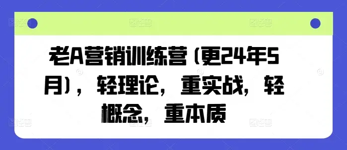老A营销训练营(更25年6月),轻理论,重实战,轻概念,重本质