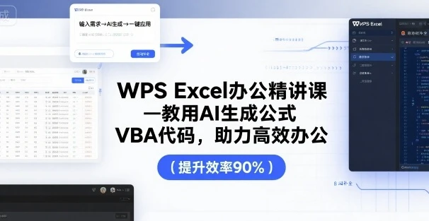 【精】WPS Excel办公精讲课,教用 AI 生成公式,VBA 代码,助力高效办公