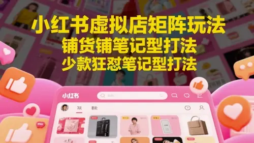 小红书虚拟店矩阵玩法,铺货铺笔记型打法,少款狂怼笔记型打法