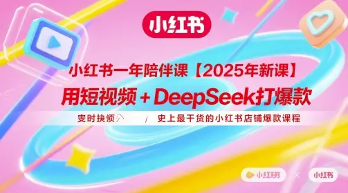 小红书一年陪伴课【2025年新课】，用短视频+deepSeek打爆款，史上最干货的小红书店铺爆款课程