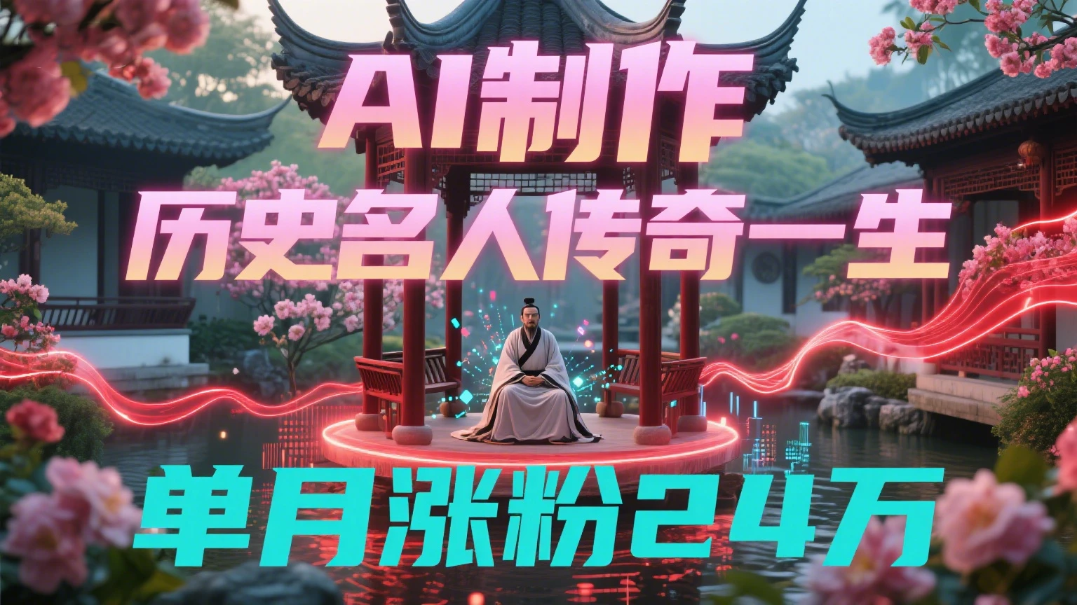 暴力起号！用AI制作历史名人传奇一生，单月涨粉24万，涨粉+变现赛道黑马来了
