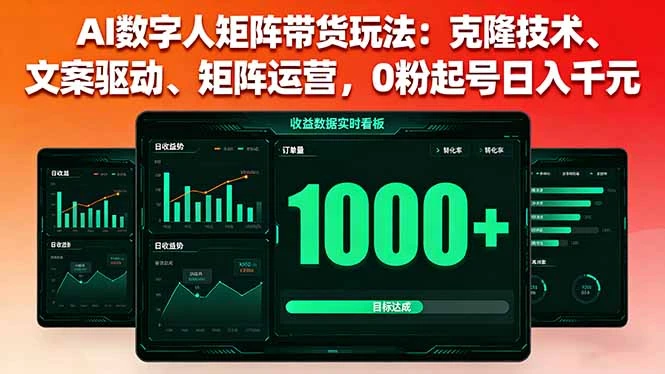 【精】AI数字人矩阵带货玩法:克隆技术、文案驱动、矩阵运营,0粉起号日入千元
