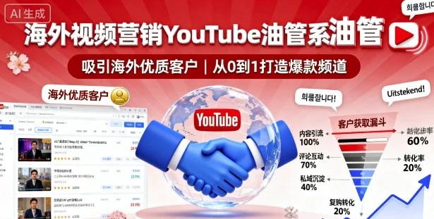 【精】海外视频营销YouTube油管系列课程,吸引海外优质客户