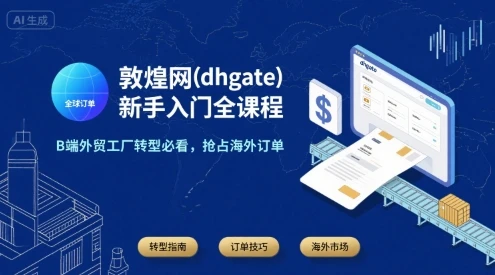【精】敦煌网(dhgate)新手入门全课程，B端外贸工厂转型必看，抢占海外订单